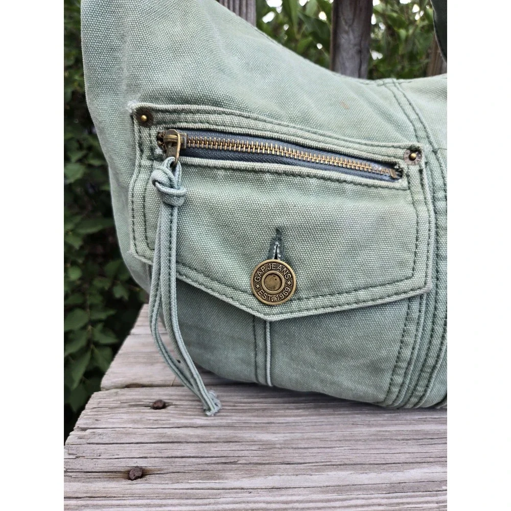 Vintage GAP Y2K Crossbody Shoulder Adjustable Denim Light Green Bag Gorpcore‎